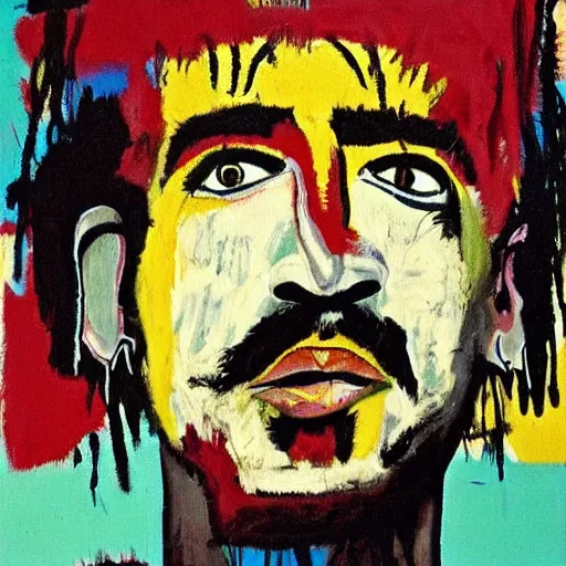 Image similar to frank zappa portrait painted by jean michel - basquiat