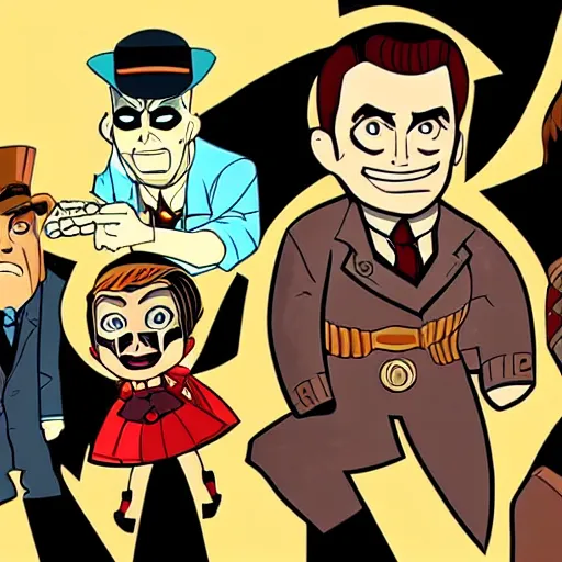 Prompt: bioshock : the animated series, in the style of batman the animated series