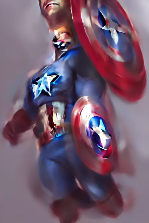 Image similar to Captain America high quality digital painting in the style of Cushart, Krenz