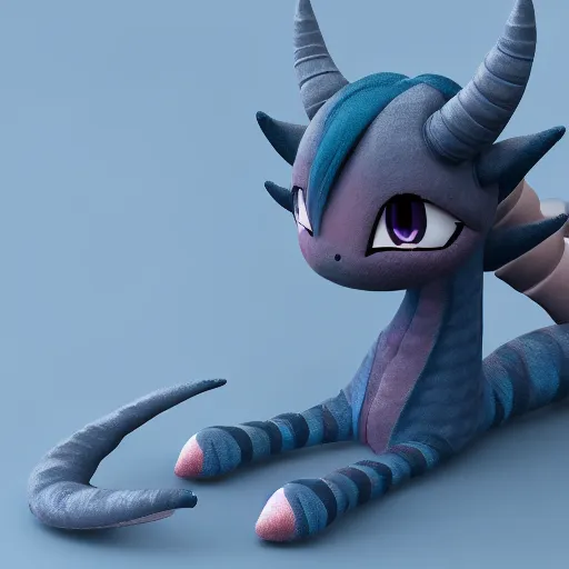 Image similar to cute fumo plush of a wyrm, horns, anime girl, bokeh, vray