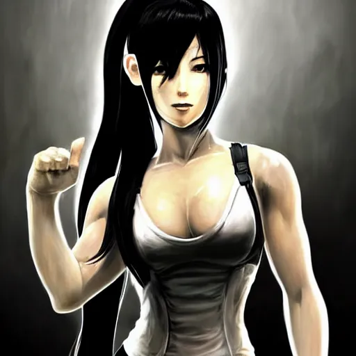 Image similar to head and shoulders artwork of tifa lockhart, trending on artstartion