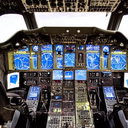 Prompt: Photo of the pilot cockpit of a boeing 747 with all the instruments, but the pilot is a squirrel