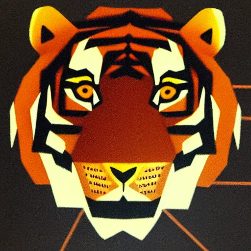 Image similar to “portrait of tiger in the style of metamask holding a laser gun, with a dark background behind him”