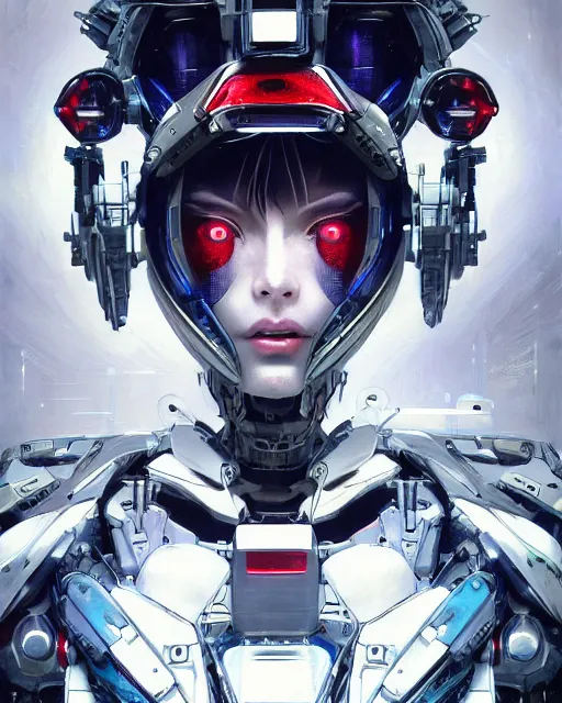 Image similar to the face of a cybernetic geisha mecha, scifi, ghost in the shell, intricate sci fi panels made of metal, elegant, highly detailed panel cuts, greeble detail, caustics and refraction, neon glowing eyes, digital painting, artstation, concept art, high tech fantasy, sharp focus, illustration, art by marco plouffe arstation and Riot Studios and Blizzard Studios