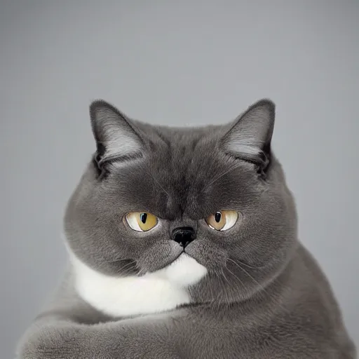 Image similar to exotic shorthair cat, solid grey, photograph