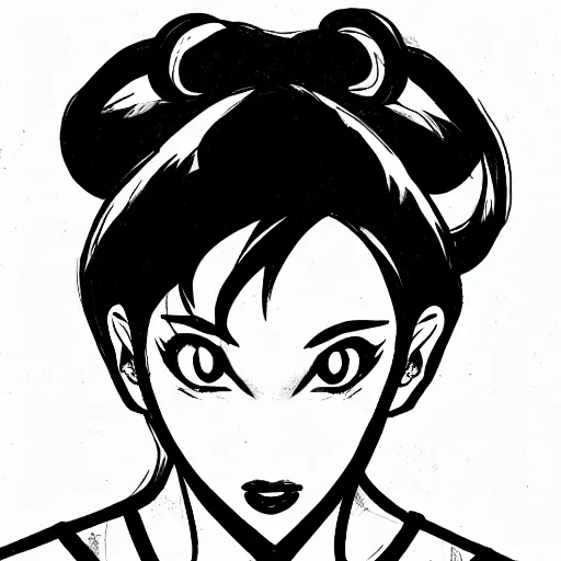 Prompt: a sketch of chun li in the style of gabi tozati