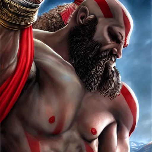 the god of war on mount olympus, heroic pose, epic,, Stable Diffusion