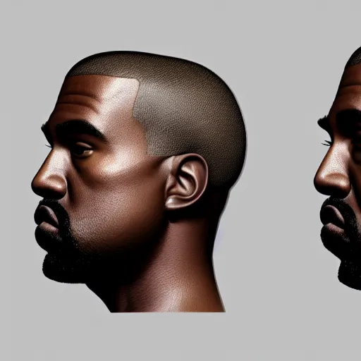 Image similar to kanye west face from the side, intricate, cgsociety, unreal engine, octane render, sharp focus, smooth, volumetric lighting, cinematic composition, artstation