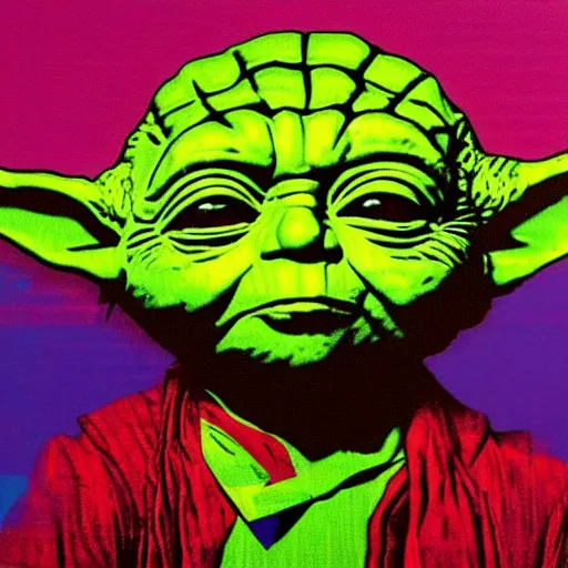 Image similar to yoda in the style of andy warhol, pop art, trending on art station