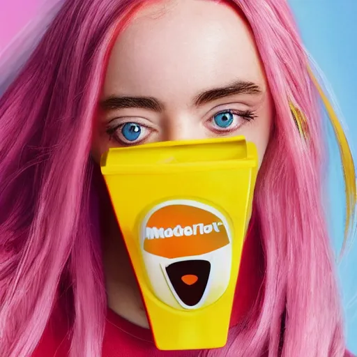 Prompt: Billie Eilish as a McDonalds Happy Meal toy
