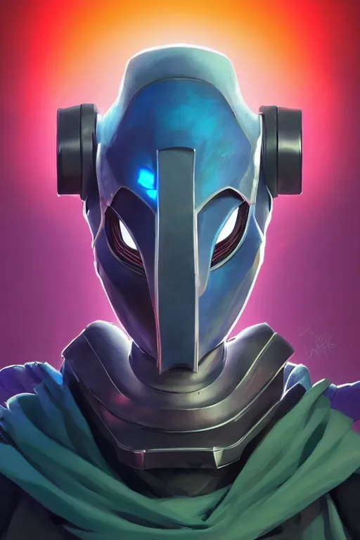 Image similar to epic mask helmet robot ninja portrait stylized as fornite style game design fanart by concept artist gervasio canda, behance hd by jesper ejsing, by rhads, makoto shinkai and lois van baarle, ilya kuvshinov, rossdraws global illumination radiating a glowing aura global illumination ray tracing hdr render in unreal engine 5