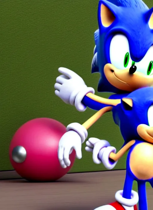 Image similar to sonic the hedgehog and timmy turner from fairly odd parents hanging out, unreal engine render