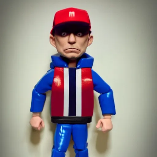 Image similar to tracey enim cosplay eminem, stop motion vinyl action figure, plastic, toy, butcher billy style