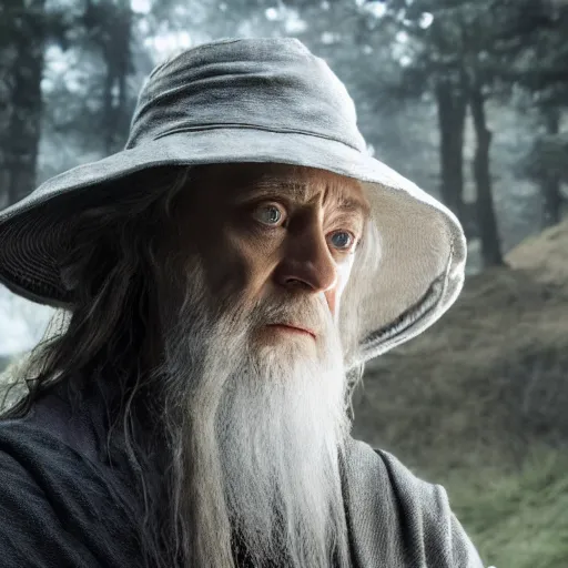 Image similar to A still of Elijah Wood as Gandalf in Lord of the Rings, portrait shot, dynamic lighting, smoking a pipe, 2022 picture of the year