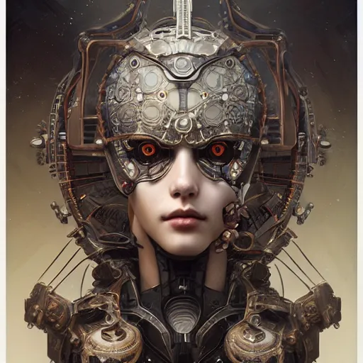 Image similar to ultra realist soft painting of a single attractive gynoid female sillicon skin armored, curiosities carnival, symmetry accurate features, very intricate details, focus, curvy, artstyle Hiraku Tanaka and Tom Bagshaw, award winning