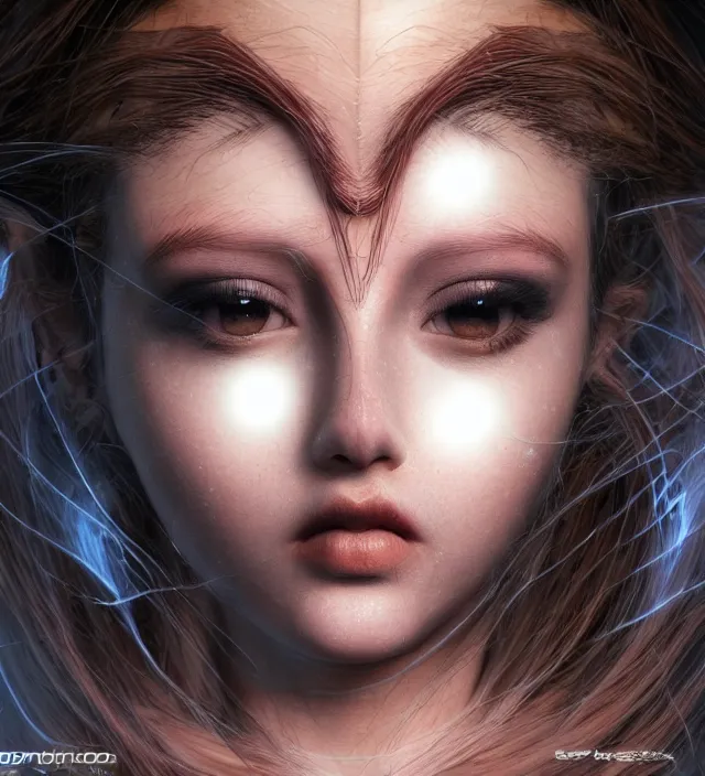 Prompt: photo 3 d rendering of a beautiful girl epic photorealistic portrait in ito junji frank miller alex ross escher giger sorayama buddhist biopunk cosmic horror style depth of field lens flare leica zeiss detailed trending award winning on flickr