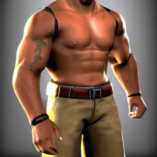 Prompt: Dwayne Johnson As a ps2 character 1999, 3D render