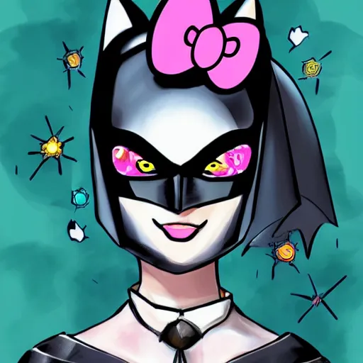 Prompt: Batman hello kitty fashion, gucci catwalk, oil painting, digital art, ultradetailed, artstation