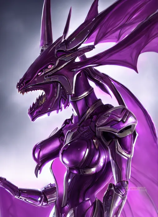 Image similar to cinematic goddess body shot, cosmic size beautiful stunning hot anthropomorphic robot mecha female dragon, sleek dragon head, metal ears, led purple eyes, smooth fuschia skin, smooth silver armor, in space, epic proportions, macro, epic size, epic scale, furry art, dragon art, giantess art, warframe fanart, furaffinity, octane