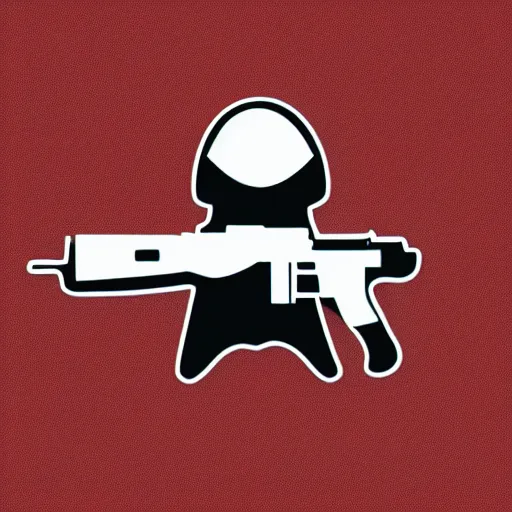 Prompt: slick minimalist line logo of a ghost with a sniper rifle
