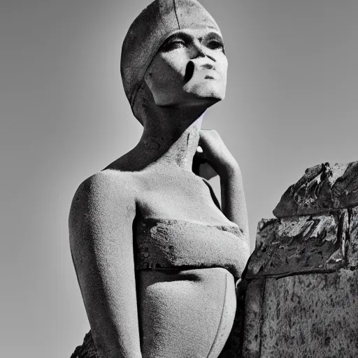 Prompt: gorgeous woman made out of brutalist concrete, extremely high detail and masterful composition, highly symmetric, 8K, Leica Vario-Elmar-S 30-90mm f/3.5-5.6 ASPH