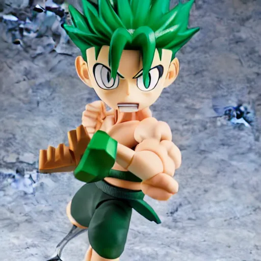 Image similar to gon freecss, hunterxhunter, actionfigure, product shoot, studio lighting