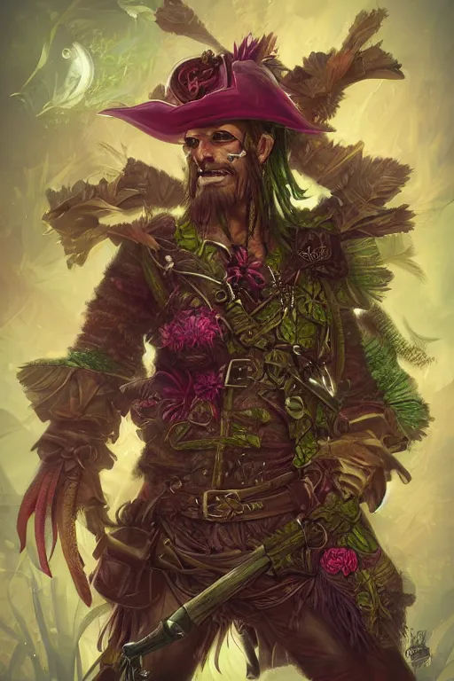 Image similar to fantasy plant pirate, highly detailed, digital art, sharp focus, trending on art station