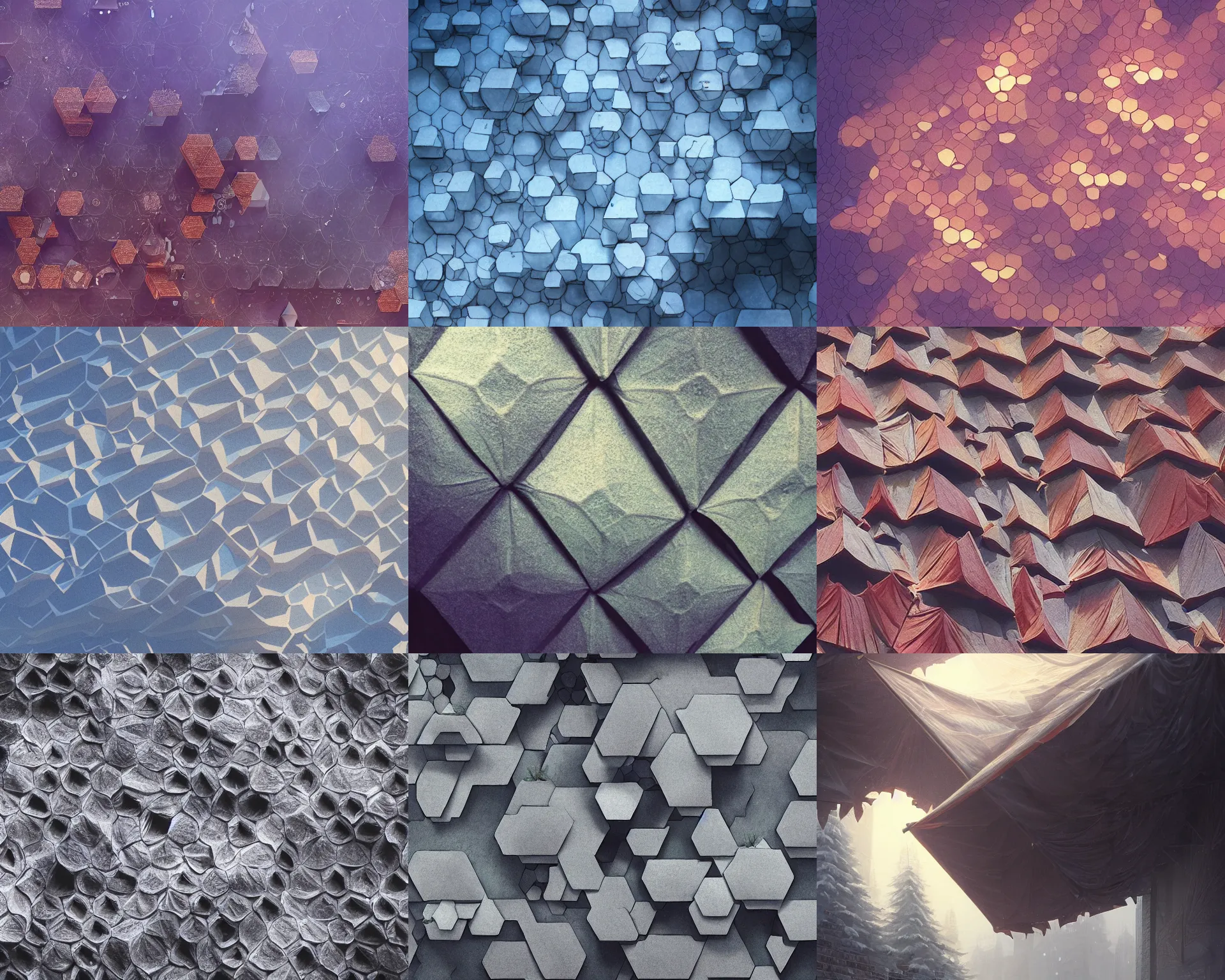 Prompt: tarp on a hexagonal wall different seasons, magnificent, close up, details, sharp focus, elegant, highly detailed, illustration, by Jordan Grimmer and greg rutkowski and PiNe(パイネ) and 薯子Imoko and 香川悠作 and wlop and maya takamura, intricate, beautiful, Trending artstation, pixiv, digital Art