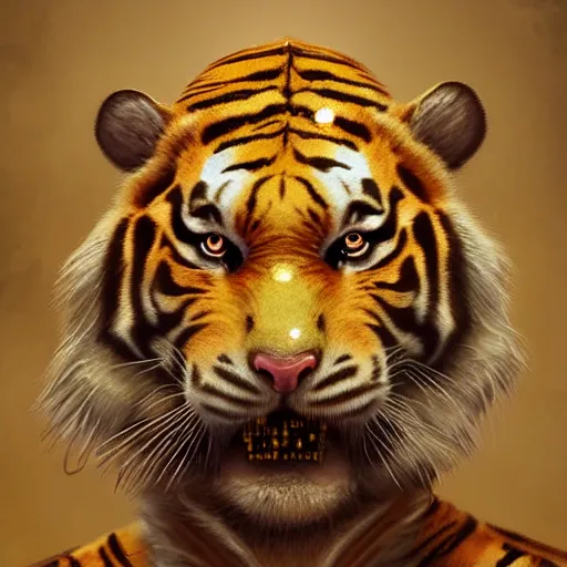 Image similar to a aesthetic award winning commission portrait of an albino tiger wearing golden victorian armour,digital art,art by greg rutkowski,character design by charles bowater,ross tran,photorealistic,detailed face,high quality,deviantart,artstation,characzer concept