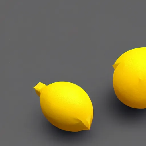 Image similar to a high quality render of a low poly lemon,