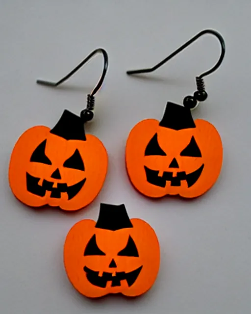 Image similar to spooky jack'o'lantern, 2 d lasercut earrings,