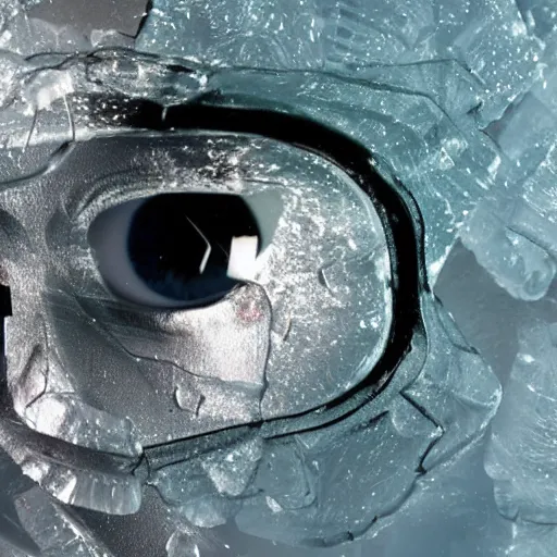 Image similar to see through clear sheet of ice sheet of ice in front of face behind ice 80mm eye close up