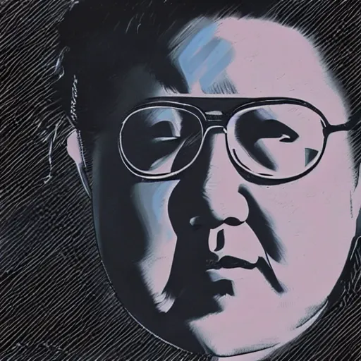 Prompt: kim jong - il in the style of ghost in the shell by mamoru oshii