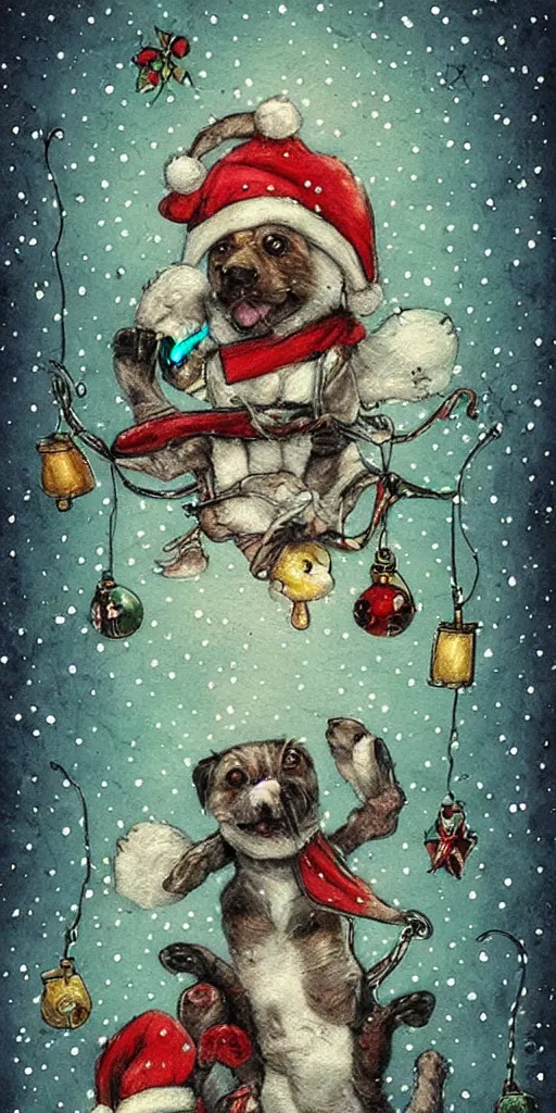 Image similar to a puppy christmas scene by alexander jansson