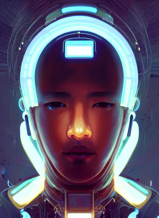 Prompt: symmetry!! portrait of japanese man, tech wear, glowing lights!! intricate, cyberpunk, elegant, highly detailed, digital painting, artstation, concept art, smooth, sharp focus, illustration, art by artgerm and greg rutkowski and alphonse mucha