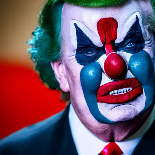 Image similar to donald trump dressed as a clown, photo, high details, 8k resolution