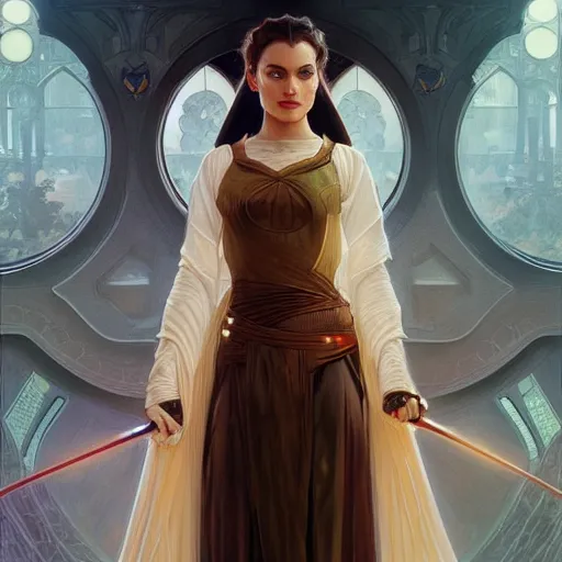 Prompt: padme amidala, intricate, elegant, highly detailed, digital painting, artstation, concept art, smooth, sharp focus, illustration, art by artgerm and greg rutkowski and alphonse mucha and william - adolphe bouguereau