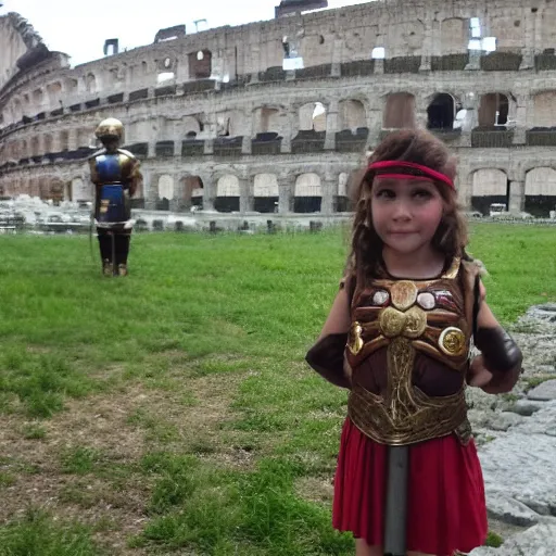 Image similar to small girl as a Roman legionnaire