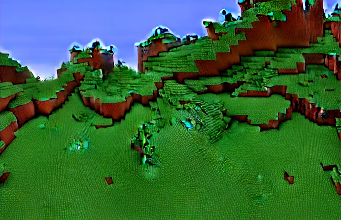 Image similar to realistic mountain in minecraft, hd, rtx enabled, shaders on