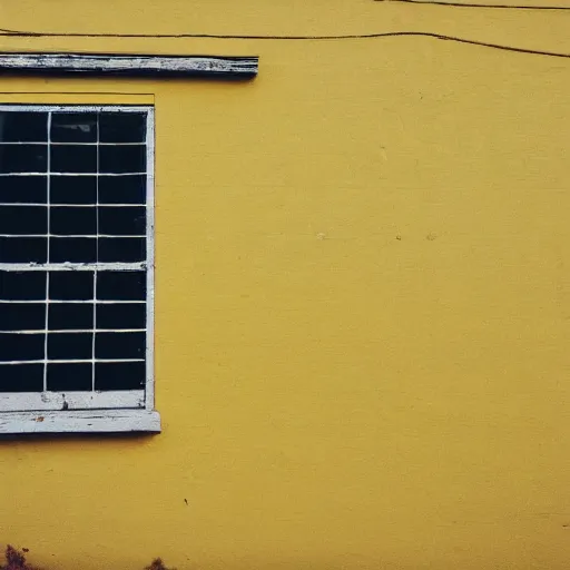 Image similar to the yellow house with eye on window, liminal space