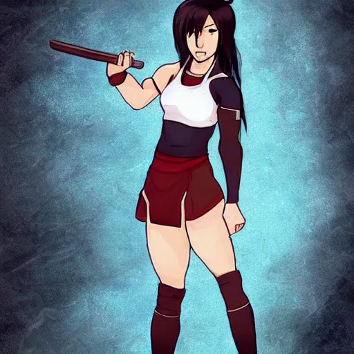 Prompt: high quality art of tifa lockhart dressed as korra, trending on artstartion