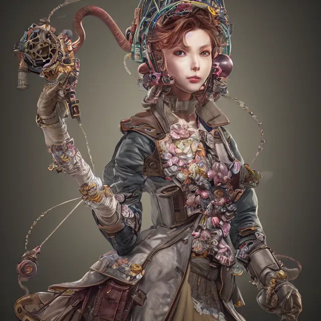 Prompt: the portrait of true neutral semi - colorful female mechanist engineer as absurdly beautiful, gorgeous, elegant, young girl, an ultrafine hyperdetailed illustration by kim jung gi, irakli nadar, intricate linework, bright colors, octopath traveler, final fantasy, unreal engine 5 highly rendered, global illumination, radiant light, detailed and intricate environment