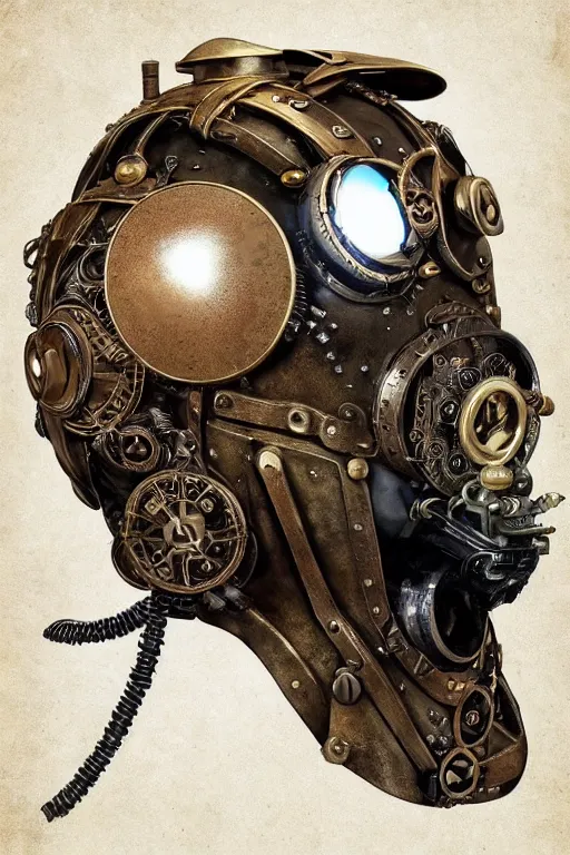 Image similar to steampunk helmet fantasy art mask robot ninja stylized digital illustration sharp focus, elegant intricate digital painting artstation concept art global illumination ray tracing advanced technology chaykin howard and campionpascale and cooke darwyn and davis jack