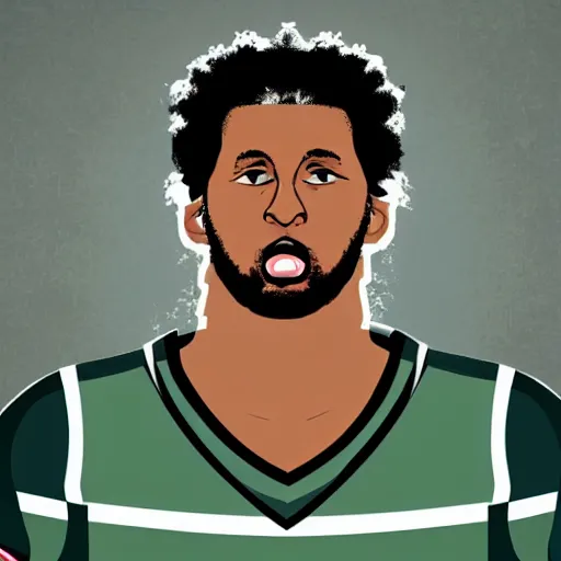 Image similar to portrait of a football player looking slightly Annoyed, illustration