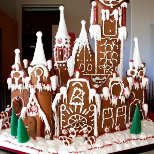 Prompt: gingerbread house castle, by walt disney