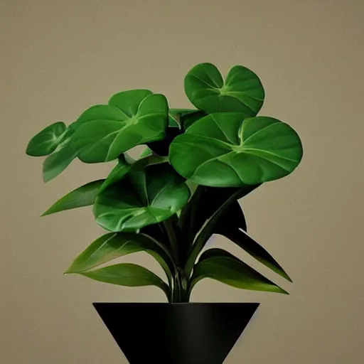 Image similar to pot plant levitating white geometric pot beautiful fororealistic art featured on artstation