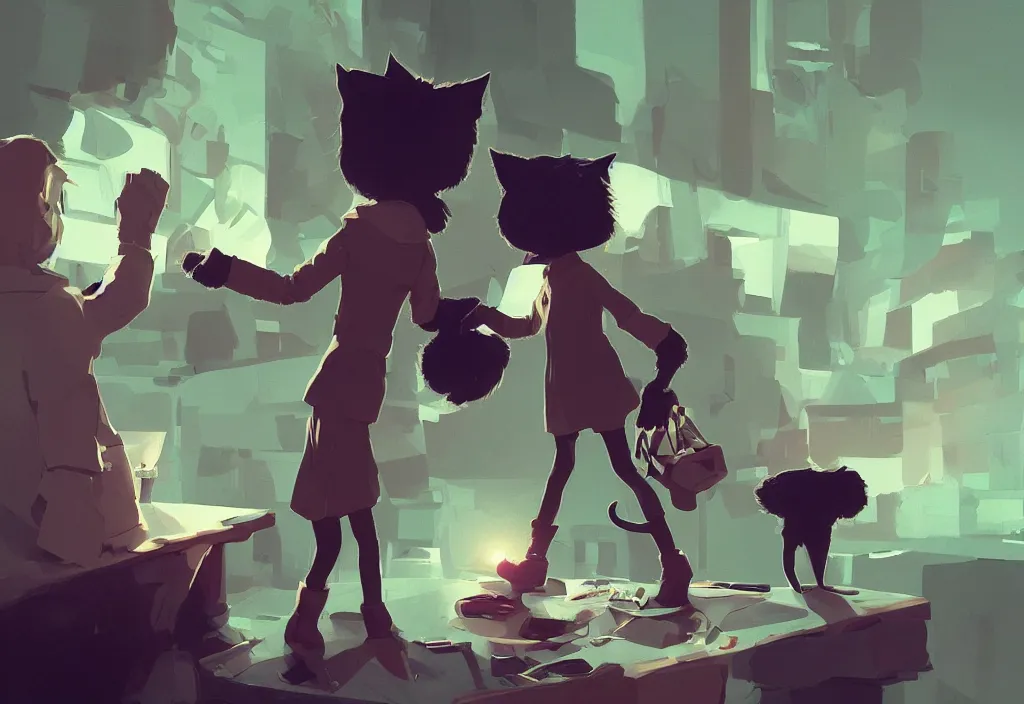 Image similar to joe biden shake hand with cute catgirl, epic debates, presidental elections candidates, cnn, fox news, fantasy, by atey ghailan, by greg rutkowski, by greg tocchini, by james gilleard, by joe gb fenton, dynamic lighting, gradient light green, brown, blonde cream, salad and white colors in scheme, grunge aesthetic