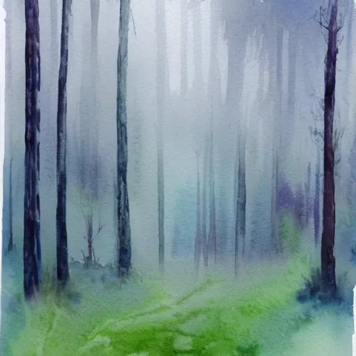 Image similar to watercolor foggy forrest