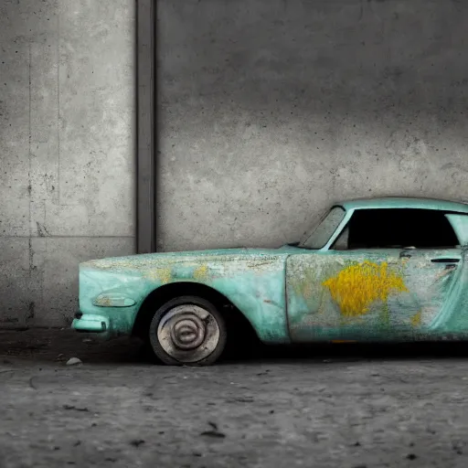 Image similar to car, garage, abandoned, fiction, pop art stability, photorealistic, intricate, elegant, 8 k, uhd, justify, detailed environment, concept art, matte, sharp focus, photography, consistent, highly detailed object content, proportional object content