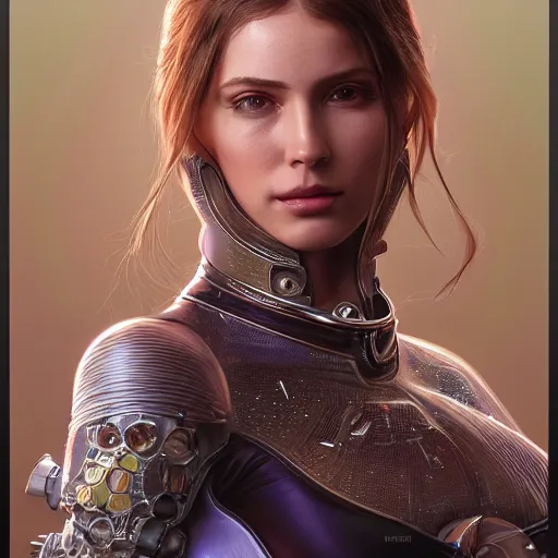 Image similar to hyperrealistic ultra detailed unreal engine 5 RTX raytracing nvidia photograpic portrait of a pretty woman, astronaut space pirate, fantasy, intricate, elegant, highly detailed, digital painting, artstation, concept art, smooth, sharp focus, illustration, art by artgerm and H R Giger and alphonse mucha